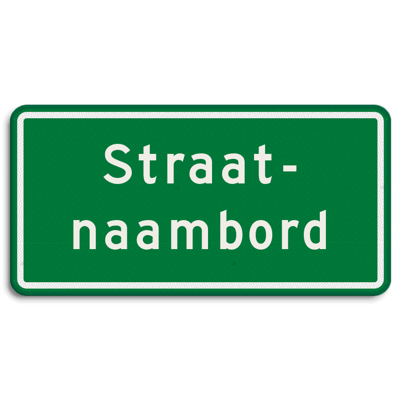 Straatnaambord groen 20 karakters 600x300 mm 2 regelig NEN 1772