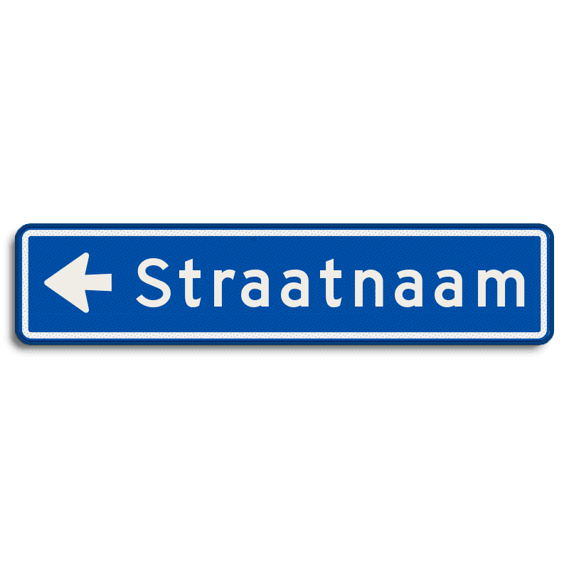 Straatnaambord 12 karakters 900x200 mm met pijl NEN 1772
