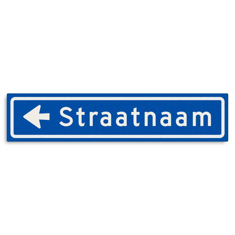 Straatnaambord KOKER 700x150mm - max. 12 karakters - met pijl NEN1772
