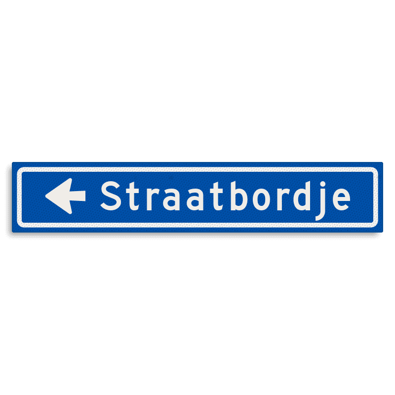 Straatnaambord KOKER 800x150mm - max. 14 karakters - met pijl NEN1772