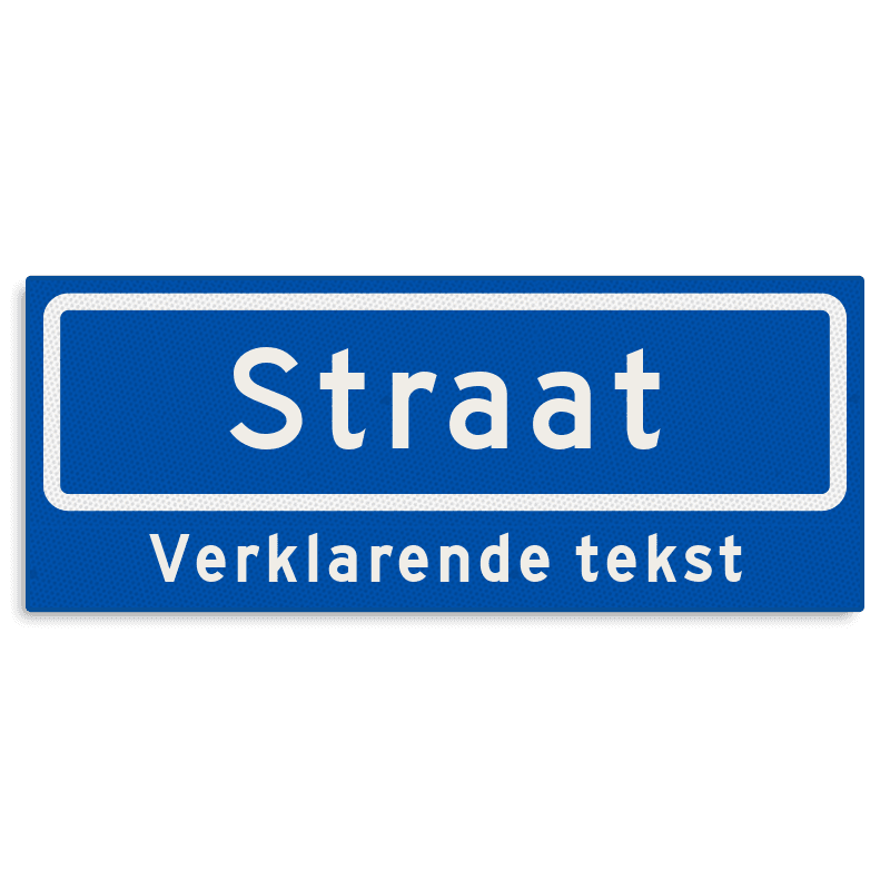 Straatnaambord KOKER 500x200mm - max. 8 karakters - met ondertekst NEN1772