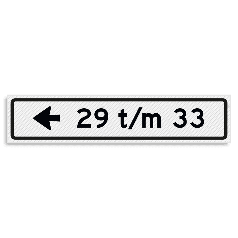 Verwijsbord KOKER huisnummers 700x150 mm met pijl NEN 1772