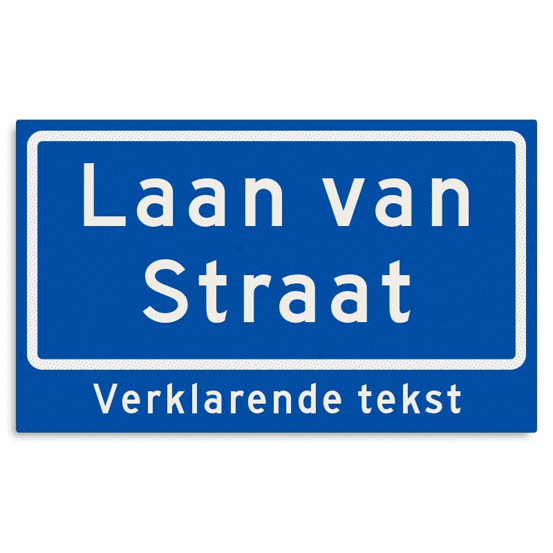 Straatnaambord KOKER 500x300mm - max. 16 karakters - 2 regelig met ondertekst NEN1772