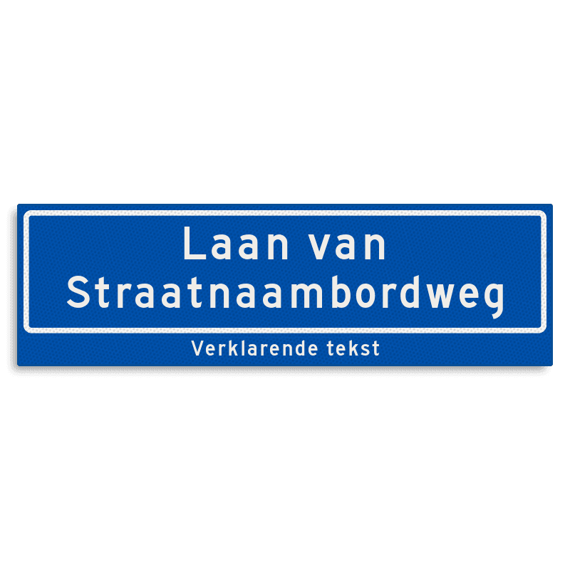 Straatnaambord KOKER 1000x300mm - max. 36 karakters - 2 regelig met ondertekst NEN1772
