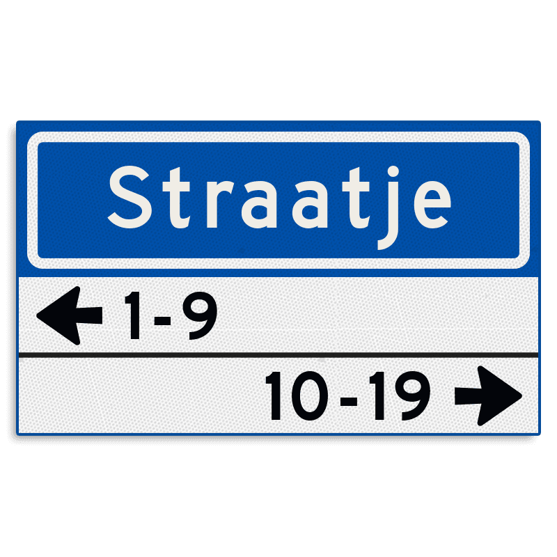 Straatnaambord KOKER 500x300mm - max. 8 karakters - met 2 regels huisnummers - NEN1772