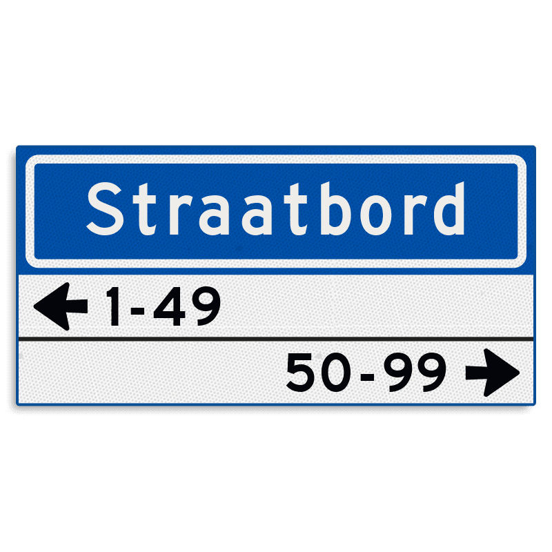 Straatnaambord KOKER 600x300mm - max. 10 karakters - met 2 regels huisnummers - NEN1772