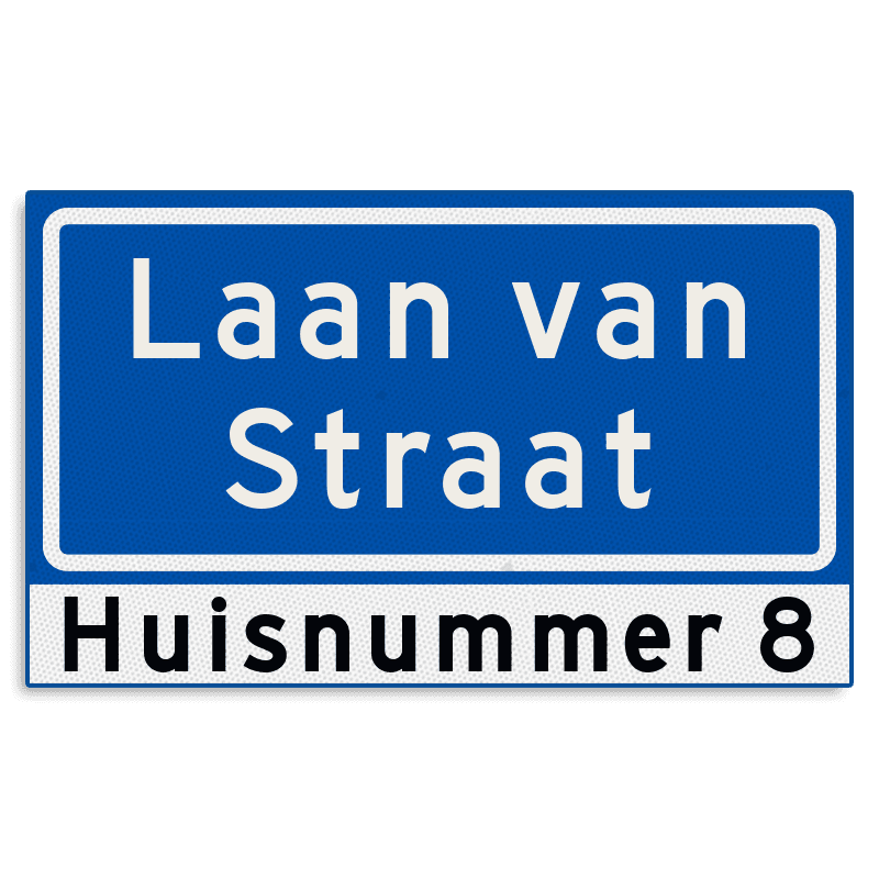 Straatnaambord KOKER 500x300mm - max. 16 karakters - 2 regelig met huisnummers - NEN1772