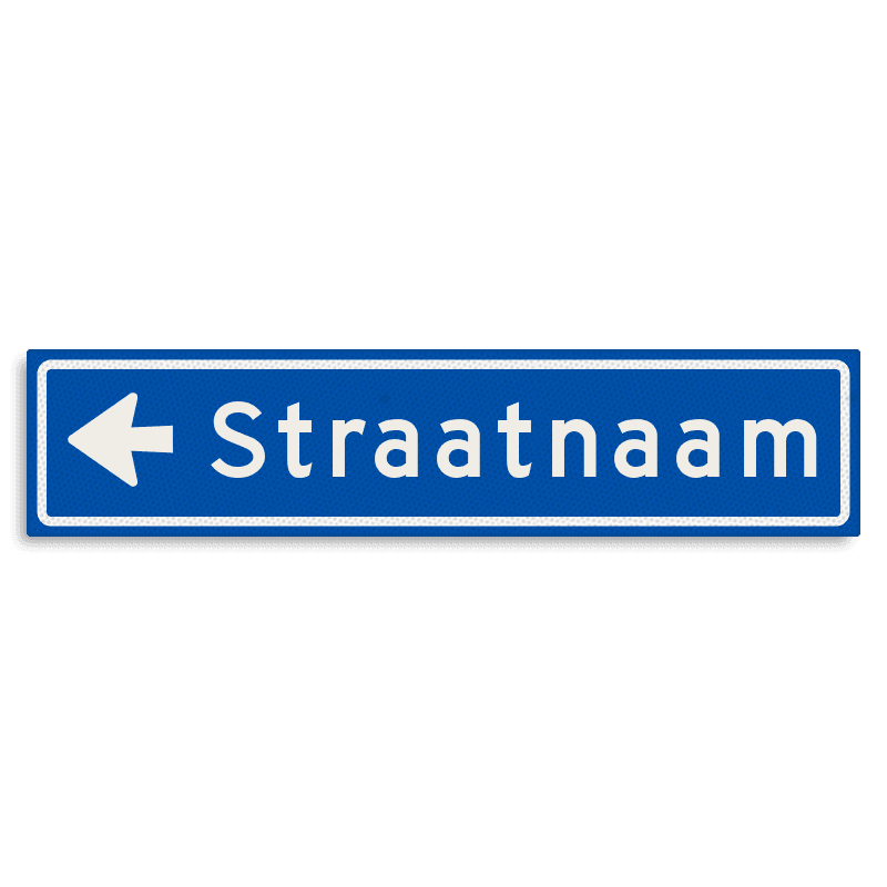 Straatnaambord KOKER 900x200mm - max. 12 karakters - met pijl NEN1772