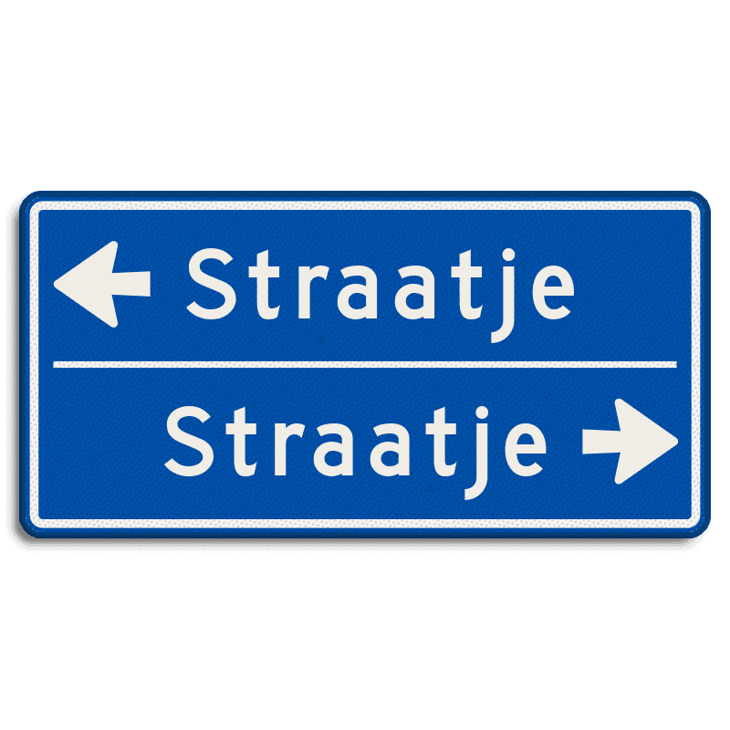Straatnaambord 11 karakters 800x400 mm 2 regelig met pijl NEN 1772