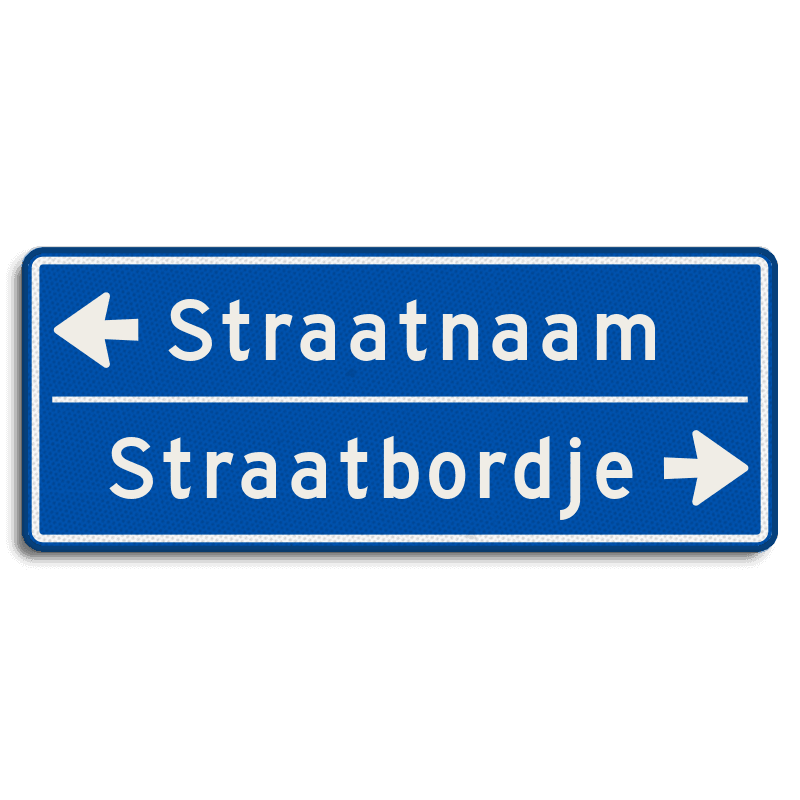 Straatnaambord 14 karakters 1000x400 mm 2 regelig met pijl NEN 1772