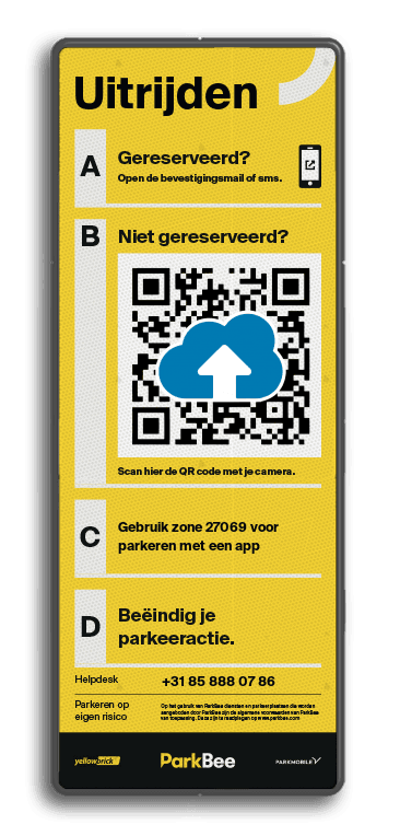 Informatiebord uitrijden (QR-code) - 300x800 - ParkBee