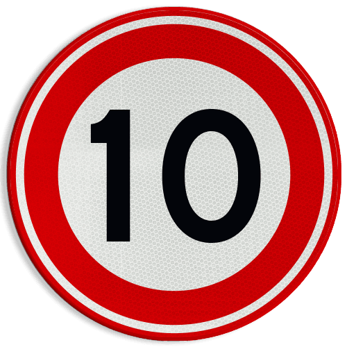 Verkeersbord RVV A01-10 - Maximum snelheid 10 km/h