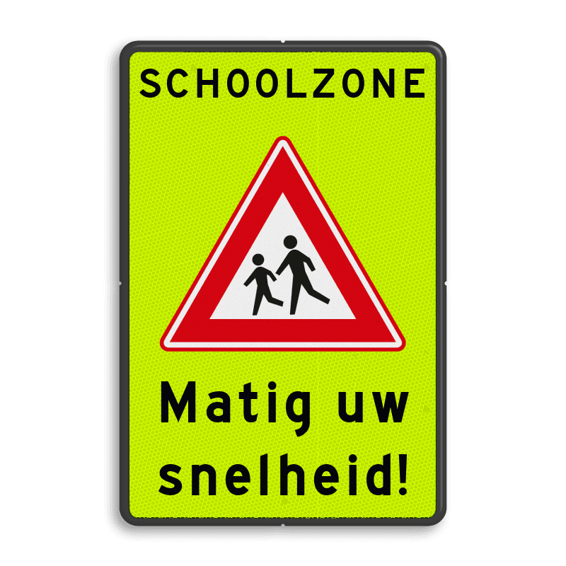 Verkeersbord schoolzone RVV J21f matig uw snelheid - reflecterend
