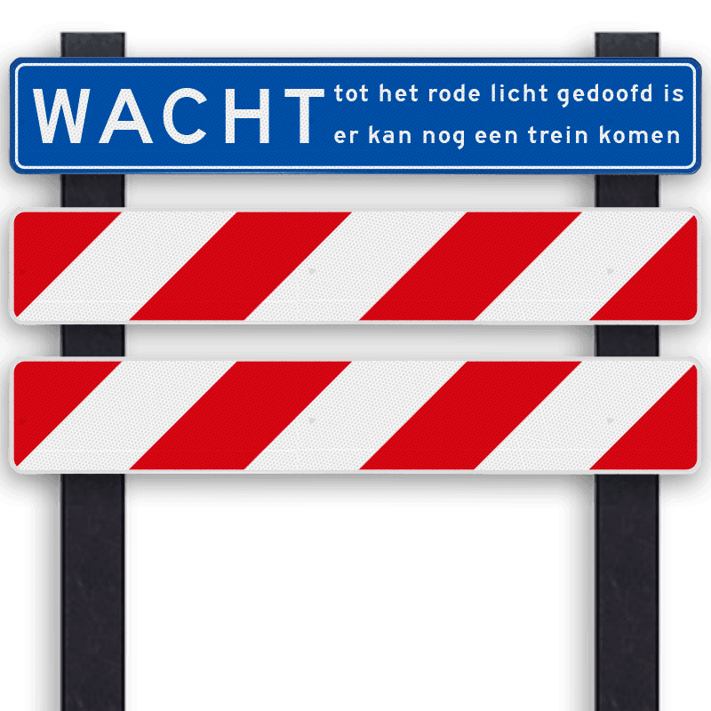Spoorwegovergang hekwerk voor bewaakte overgang - rechtse uitvoering - klasse 3 reflecterend