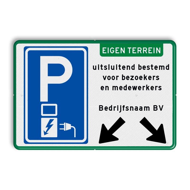 Parkeerbord elektrische voertuigen - eigen tekst - pijlen