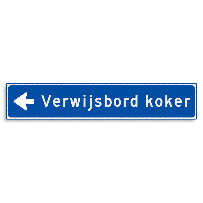 Verwijsbord KOKER Blauw/wit - pijl links - Klasse 3 reflecterend