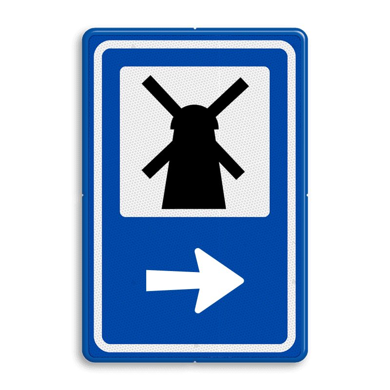 Routebord BW101 (blauw) - 1 pictogram met aanpasbare pijl