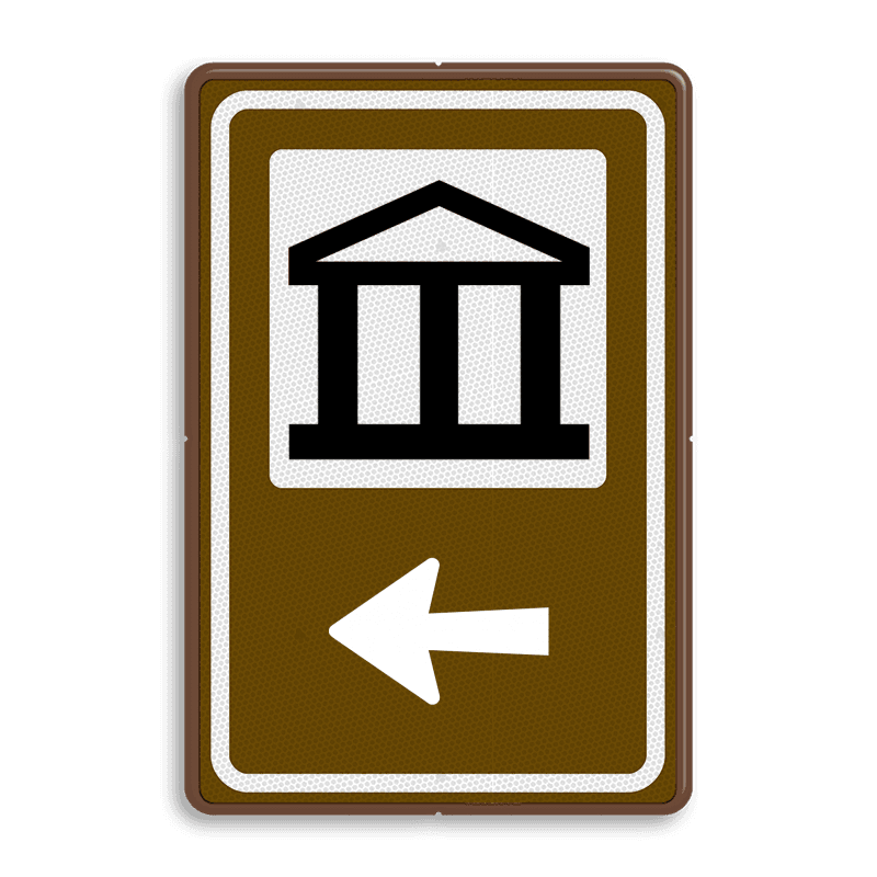 Routebord BW101 (bruin) - 1 pictogram met aanpasbare pijl