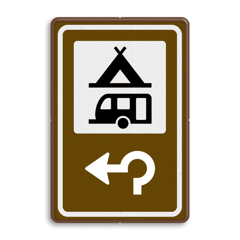 Routebord BW101 (bruin) - 1 pictogram met aanpasbare pijl