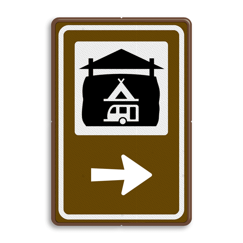 Routebord BW101 (bruin) - 1 pictogram met aanpasbare pijl