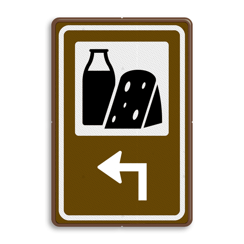 Routebord BW101 (bruin) - 1 pictogram met aanpasbare pijl