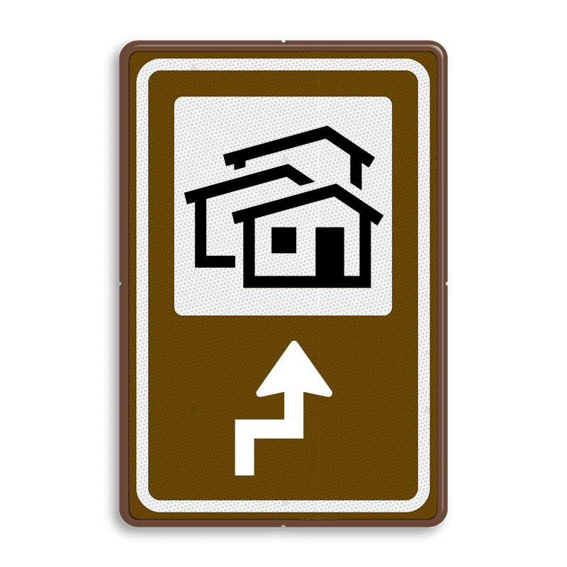 Routebord BW101 (bruin) - 1 pictogram met aanpasbare pijl