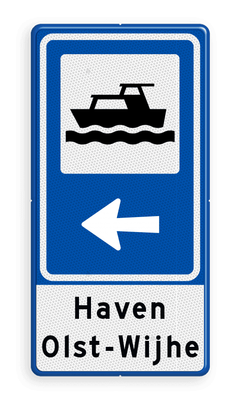 Routebord BW101 (blauw) - 1 pictogram met aanpasbare pijl en tekstvlak