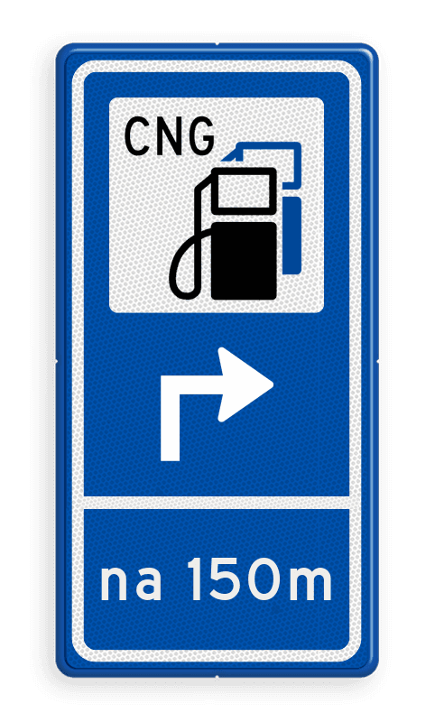 Routebord BW101 (blauw) - 1 pictogram met aanpasbare pijl en afstand