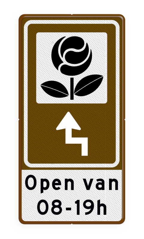 Routebord BW101 (bruin) - 1 pictogram met aanpasbare pijl en tekstvlak