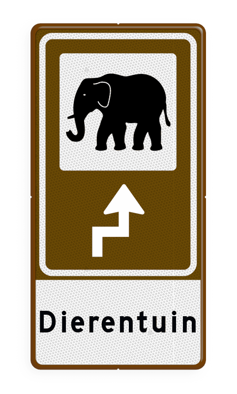 Routebord BW101 (bruin) - 1 pictogram met aanpasbare pijl en tekstvlak