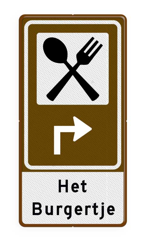 Routebord BW101 (bruin) - 1 pictogram met aanpasbare pijl en tekstvlak