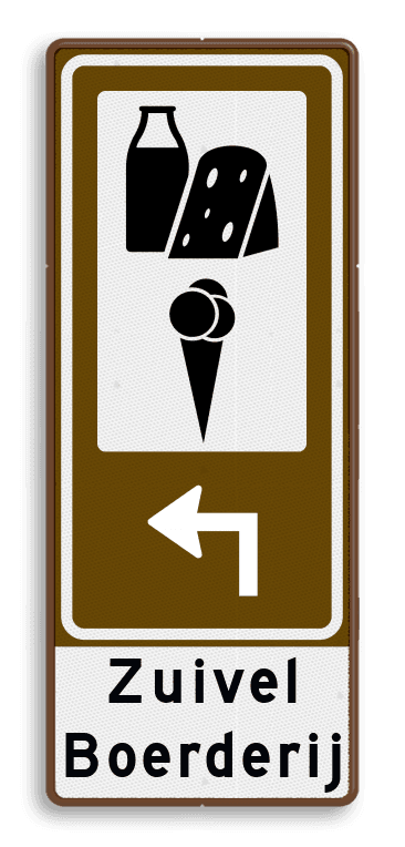 Routebord BW101 (bruin) - 2 pictogrammen aanpasbare pijl en tekstvlak