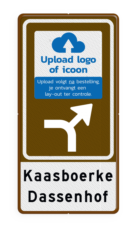 Routebord BW101 (bruin) - 1 pictogram met aanpasbare pijl en tekstvlak