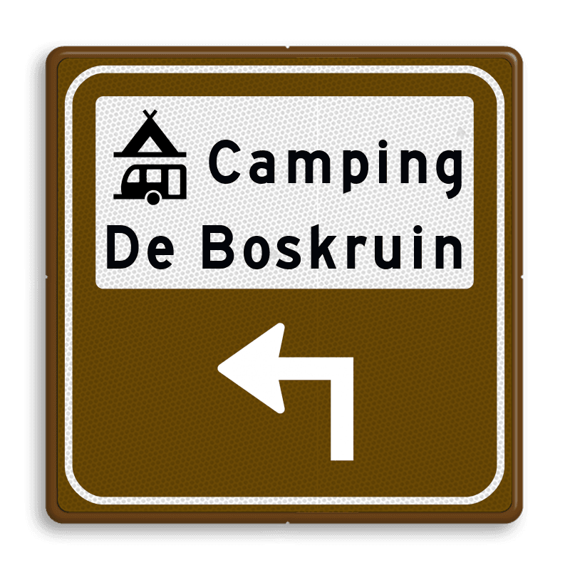 Routebord BW101 (bruin) - 1 picto en tekst met aanpasbare pijl