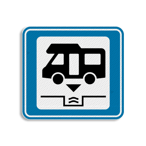 Vlak terreinbord 119x109mm - Pictogram Camper Serviceplaats