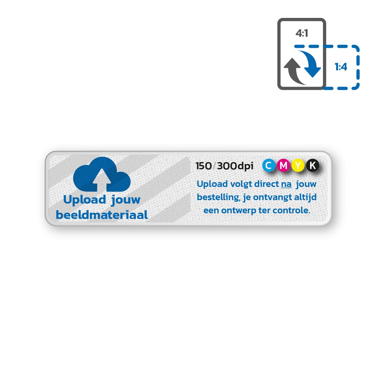 Verkeersbord DOR rechthoek 4:1 reflecterend + eigen ontwerp/opdruk