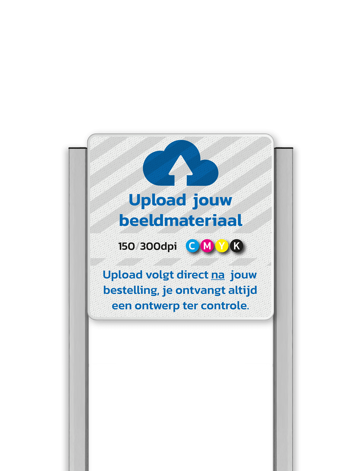 Portaalsysteem TS met informatiebord 1:1 met aluminium geborstelde staanders