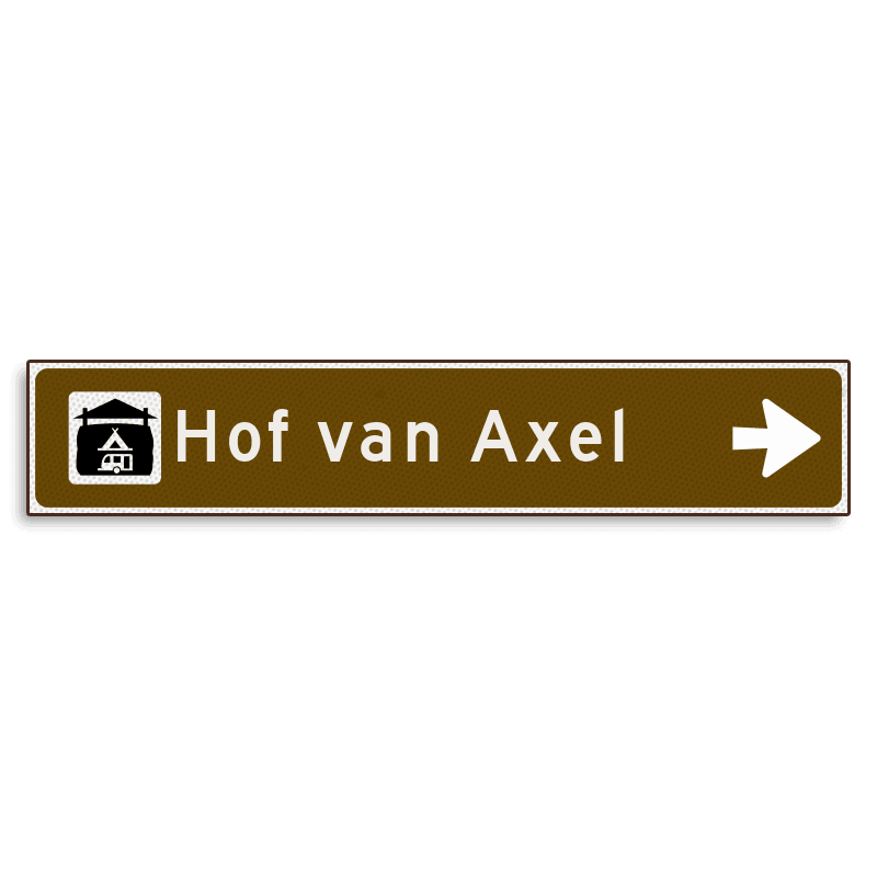 Verwijsbord KOKER Bruin/wit/zwart - pijl rechts, met 1 pictogram - Klasse 3 reflecterend