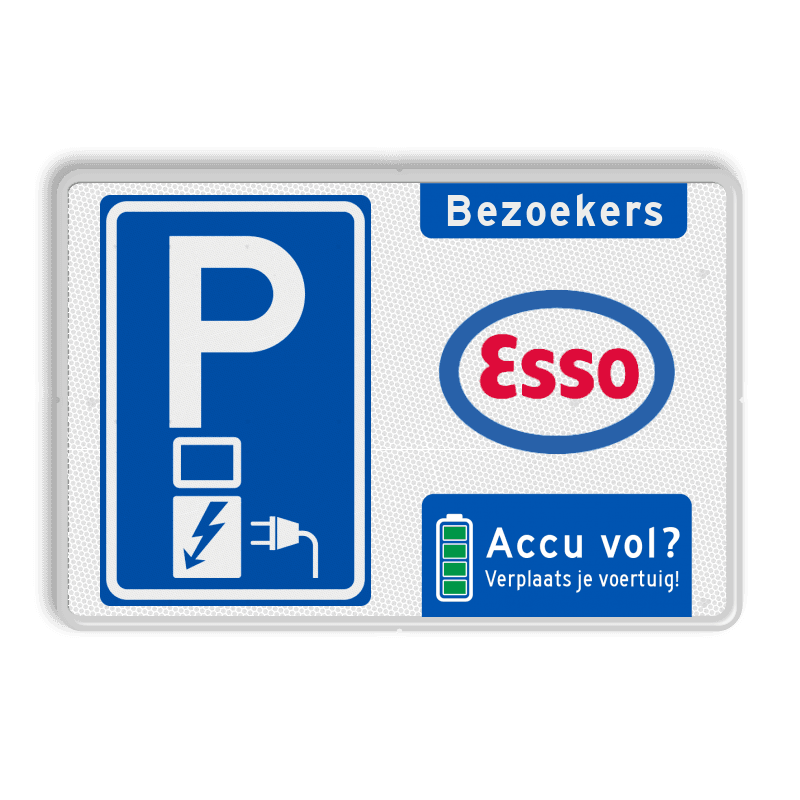 Parkeerbord elektrische voertuigen bezoekers - met eigen logo - reflecterend