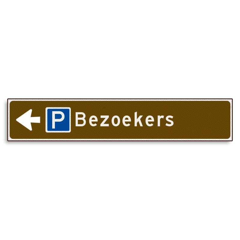 Verwijsbord KOKER Bruin/wit/zwart - pijl links, met 1 pictogram - Klasse 3 reflecterend