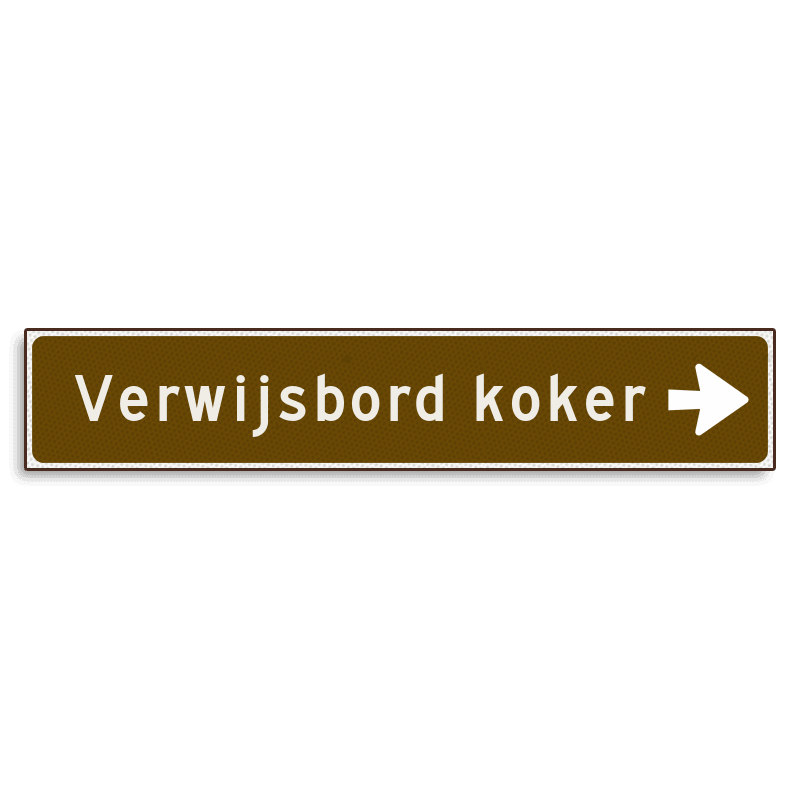 Verwijsbord KOKER Bruin/wit - pijl rechts - Klasse 3 reflecterend