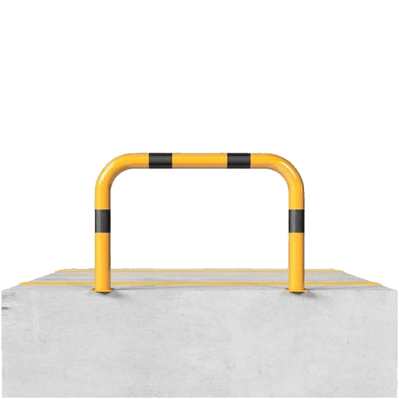 Barrière de protection en acier Ø 76 mm 750 x 750 mm – Jaune/noir