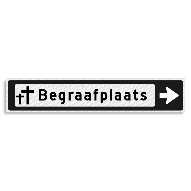 Verwijsbord KOKER Zwart/wit/zwart - pijl rechts, met 1 pictogram - Klasse 3 reflecterend