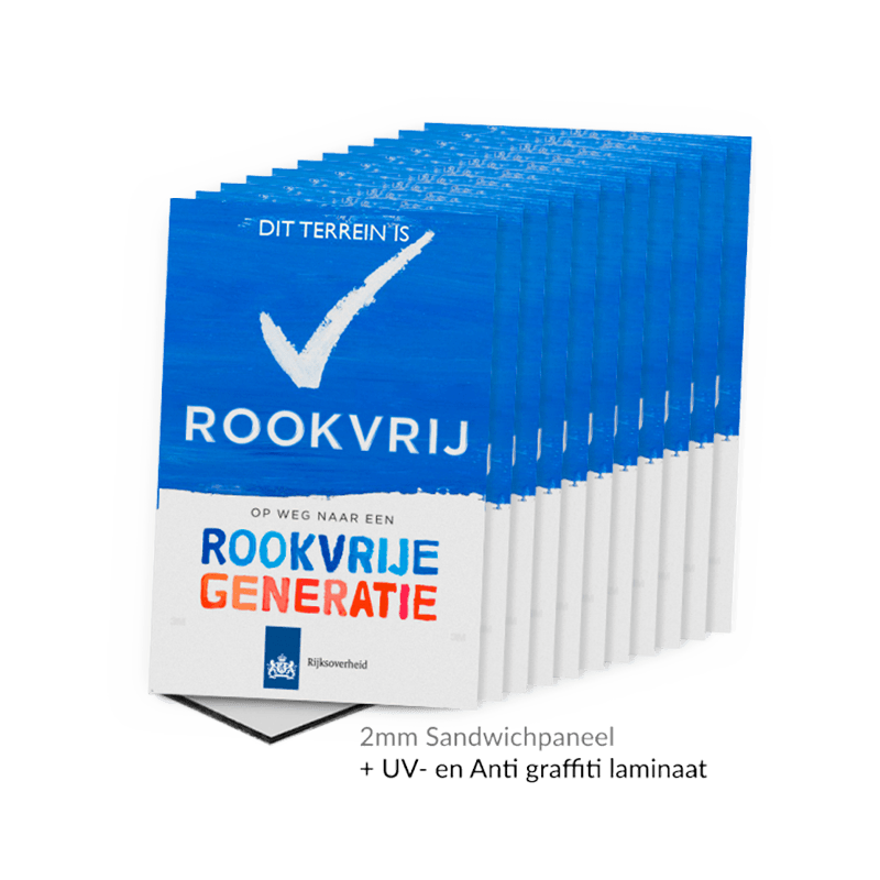 Gevelborden 2mm - Dit terrein is rookvrij - RIJKSOVERHEID - set 10 stuks