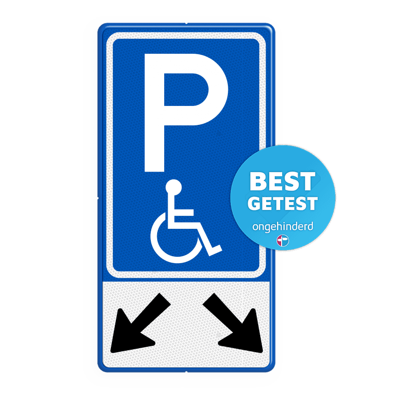 Verkeersbord RVV E06-OB504 Parkeren mindervaliden 2 vakken