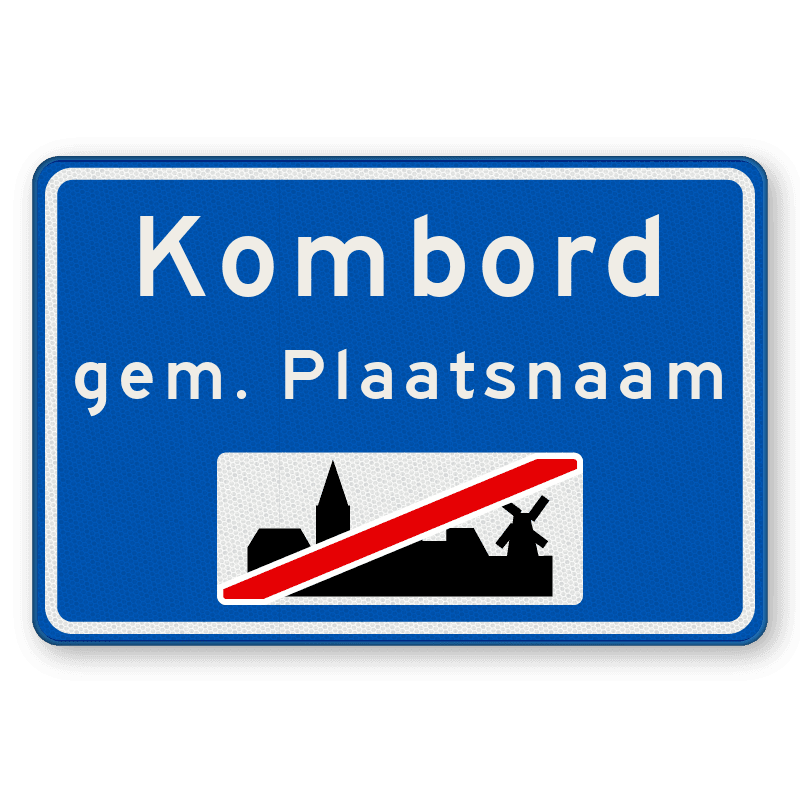 Plaatsnaambord 1180x800mm RVV H02b - Einde bebouwde kom