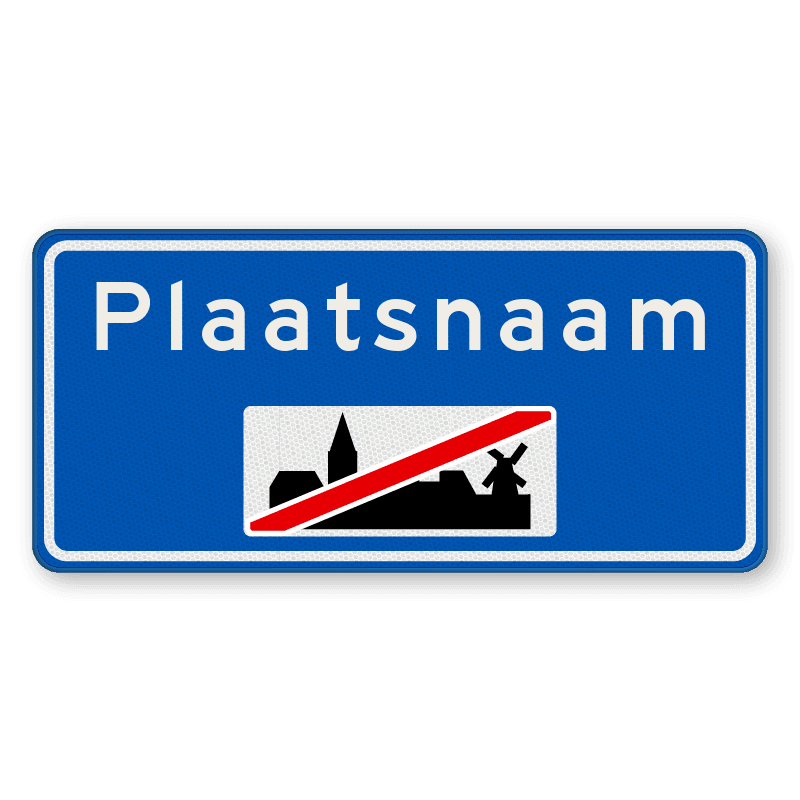 Plaatsnaambord 1400x650mm RVV H02a - Einde bebouwde kom
