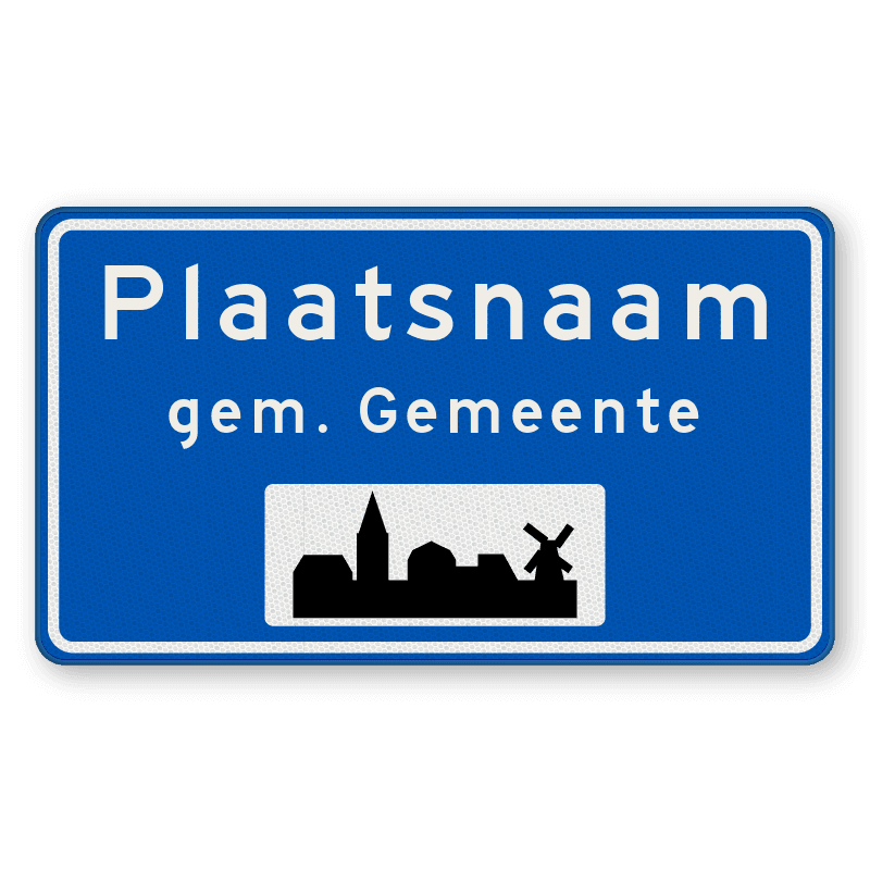 Plaatsnaambord 1400x800mm RVV H01b - Begin bebouwde kom