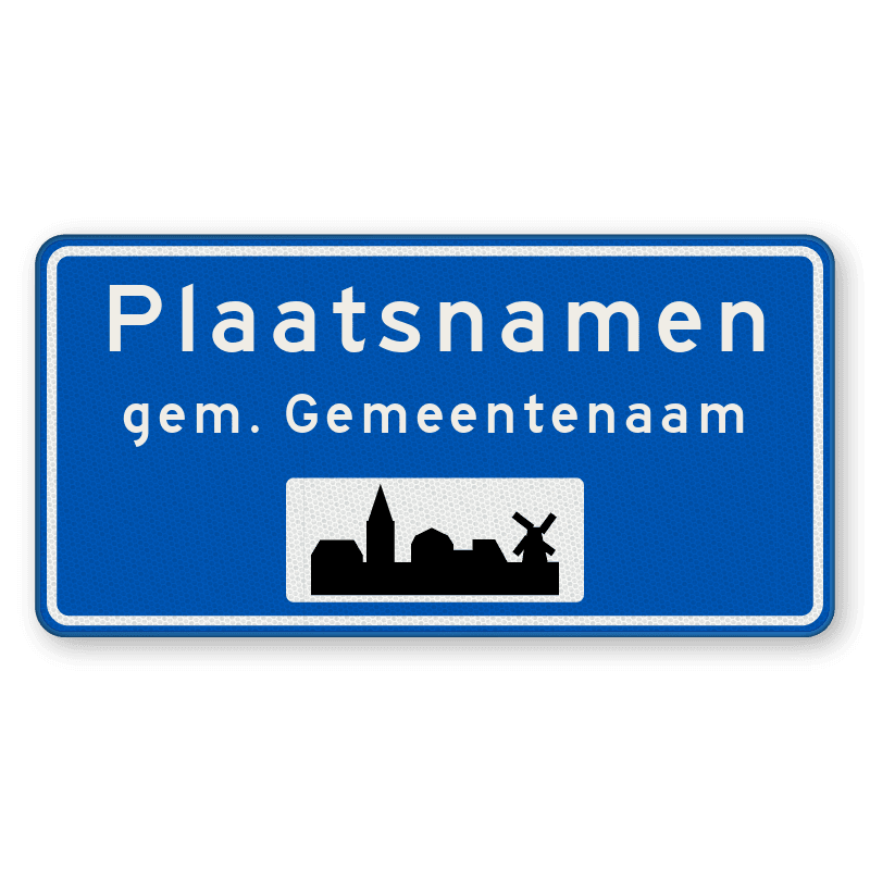 Plaatsnaambord 1600x800mm RVV H01b - Begin bebouwde kom