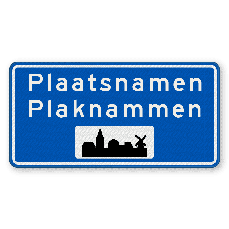 Plaatsnaambord 1600x800mm RVV H01c - Begin bebouwde kom